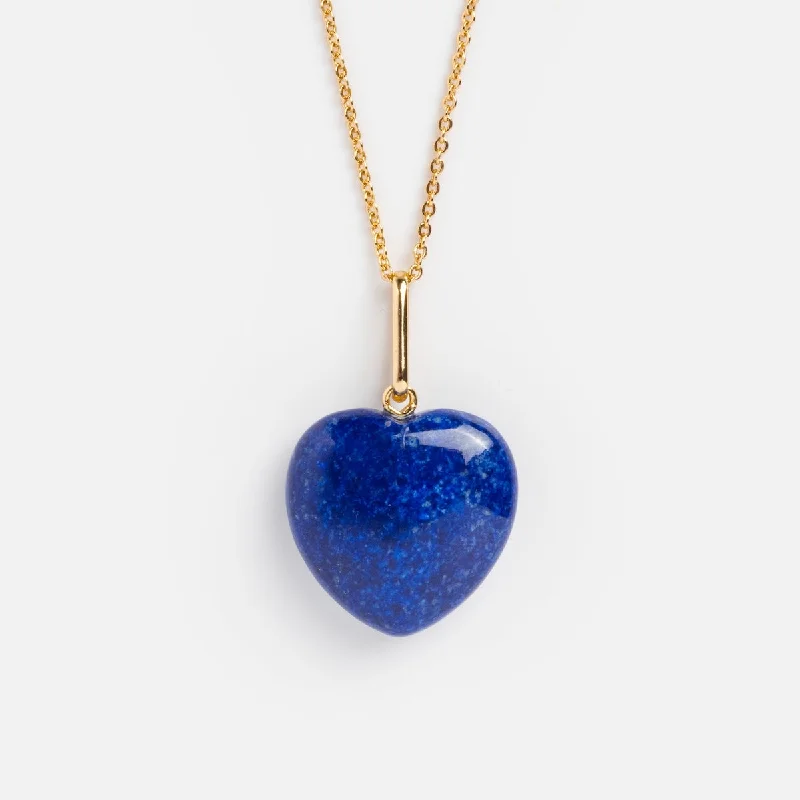 women's angel wing necklace -Gemma Lapis Heart Necklace