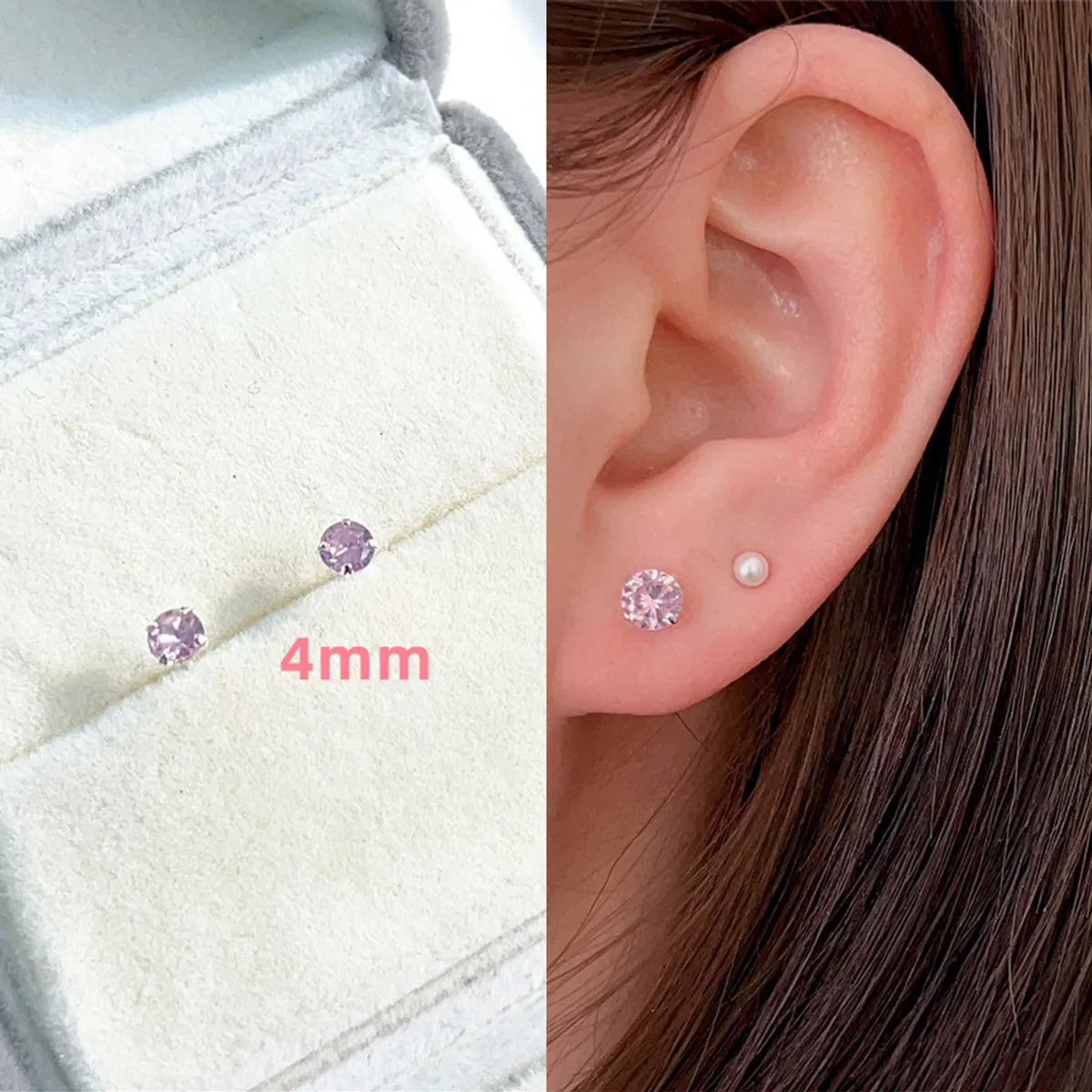 1434 Pink Diamond 4mm Pair