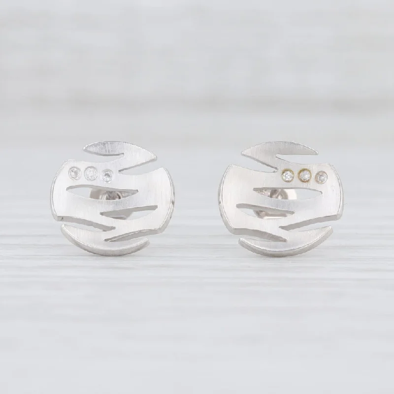 women's handmade earrings -New Bastian Inverun Sparkling Diamond Stud Earrings Sterling Silver Pierced