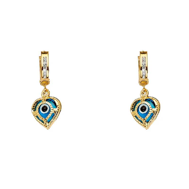 women's vintage hoop earrings -14KY Evil Eye Hanging Earrings