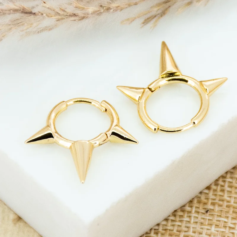 women's animal earrings -Spike Golden Hoops