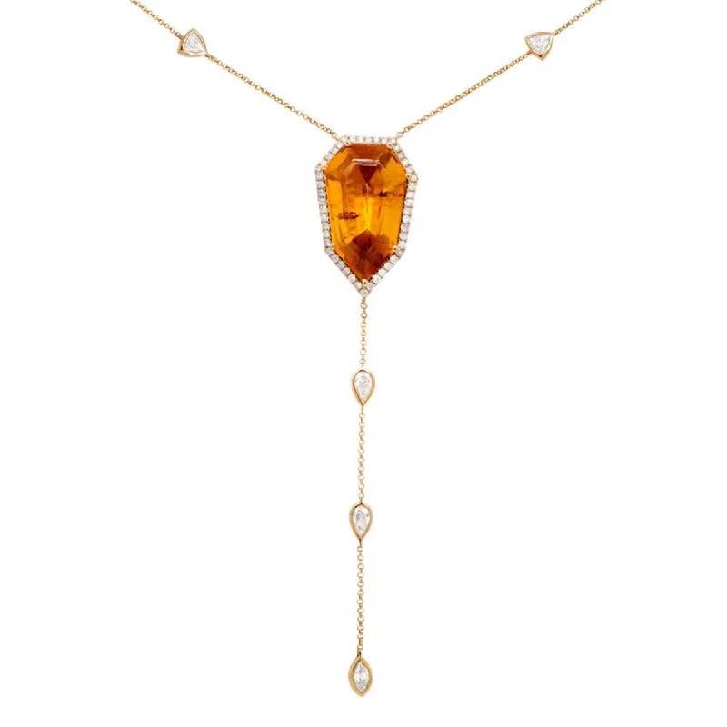 women's delicate necklace -Amber Lariat Necklace | 5.7GMS 8.9CTW