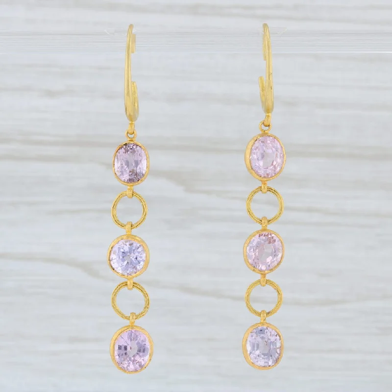 women's statement stud earrings -Marie Helene de Taillac Pink Spinel Earrings 22k Yellow Gold Pierced Dangle