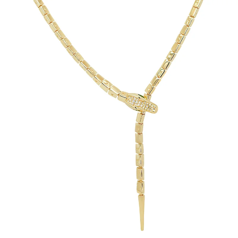 women's heart pendant necklace -Nile Crocodile Lariat Necklace