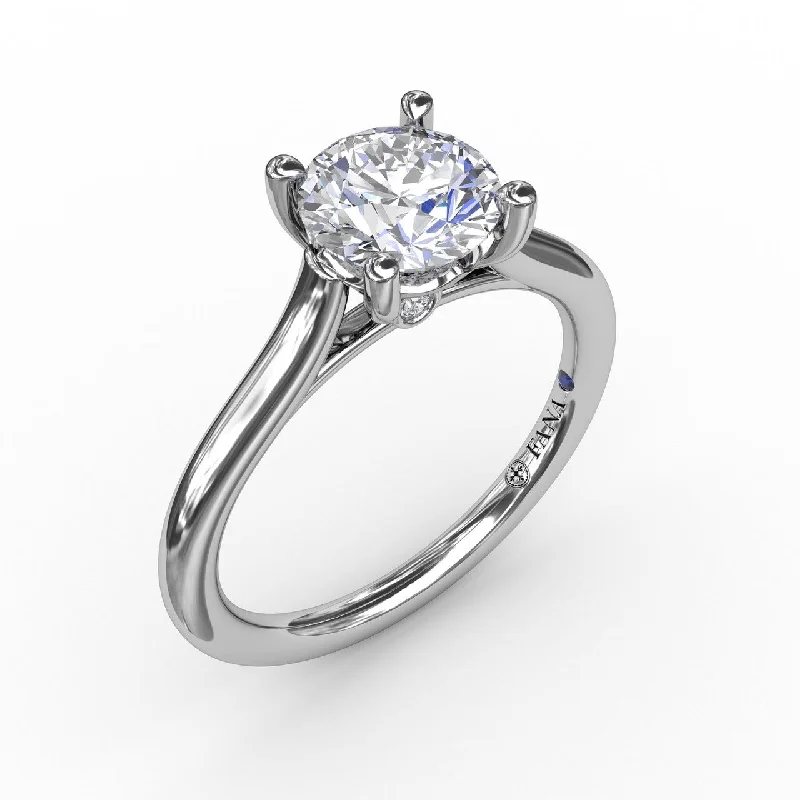 princess cut engagement rings for women -Fana 14K White Gold Solitaire with Peek-a-boo Diamonds