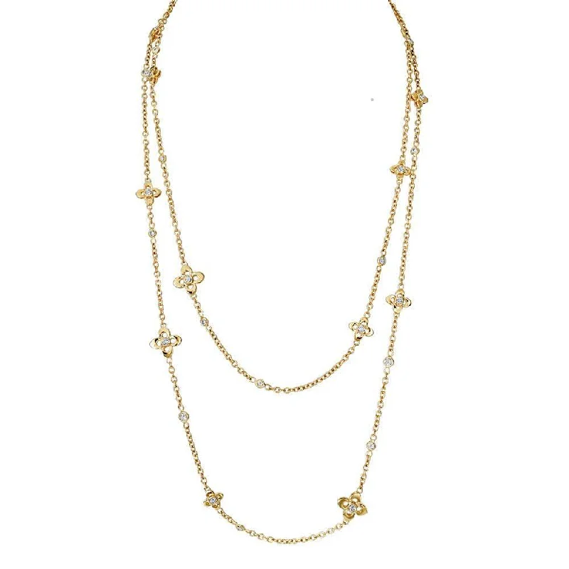 women's luxury gold necklace -Primavera 18ct Yellow Gold Yellow Diamond Set Sautoir Necklace