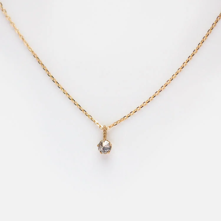 women's minimalist necklace -Solid Gold Salt and Pepper Diamond Pendant Necklace