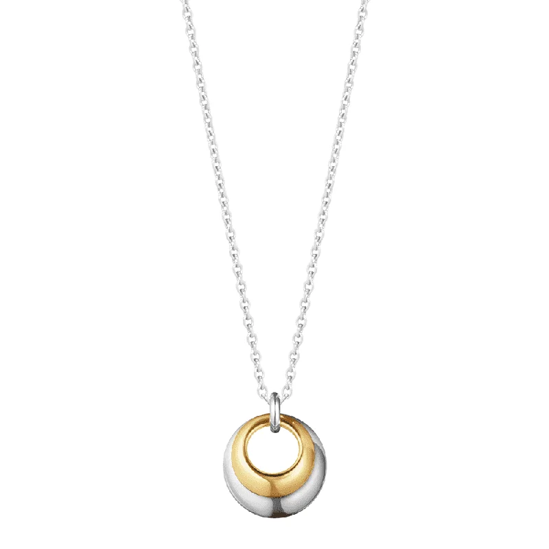 women's heart pendant necklace -Curve Sterling Silver And 18ct Yellow Gold Necklace