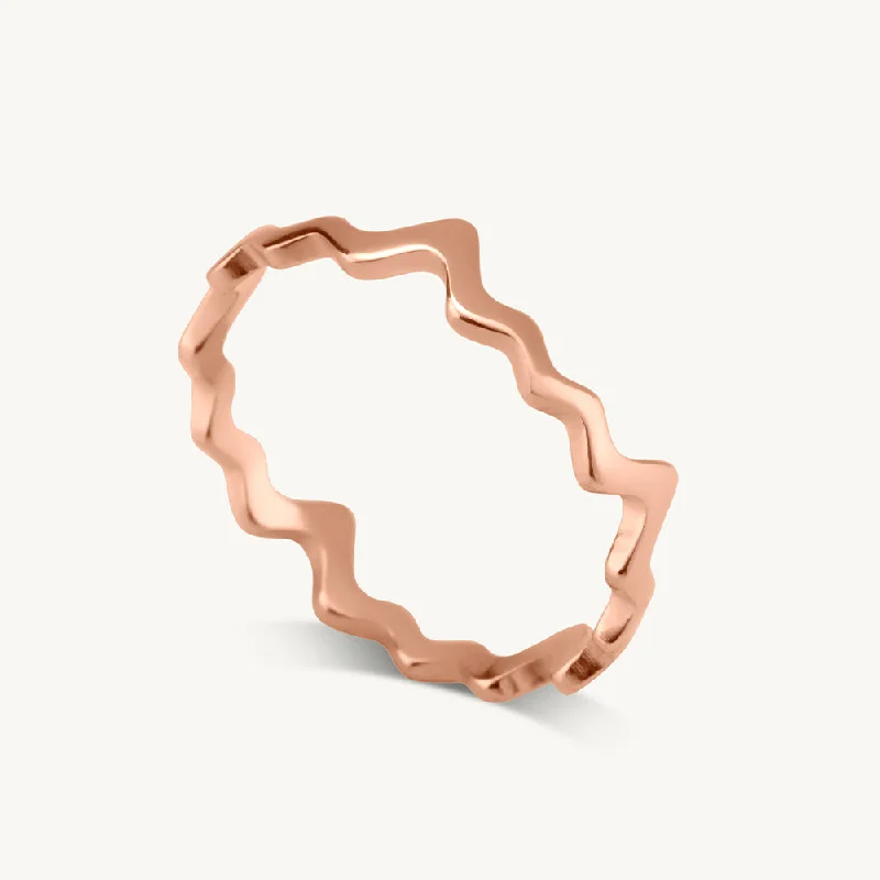 women's animal-shaped ring -Zig Zag Ring- 18k Rose Gold Plated