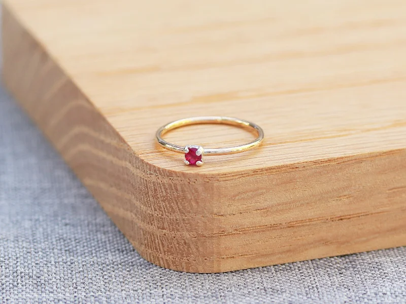 women's heart-shaped diamond ring -Dainty Gold Birthstone Ring