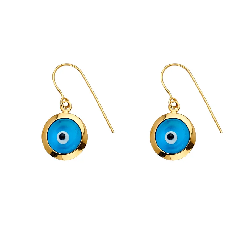 women's diamond hoop earrings -14K Evil Eye Hanging Earrings