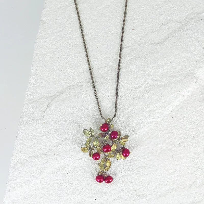 women's layered diamond necklace -Cranberry Pendant on Chain Necklace