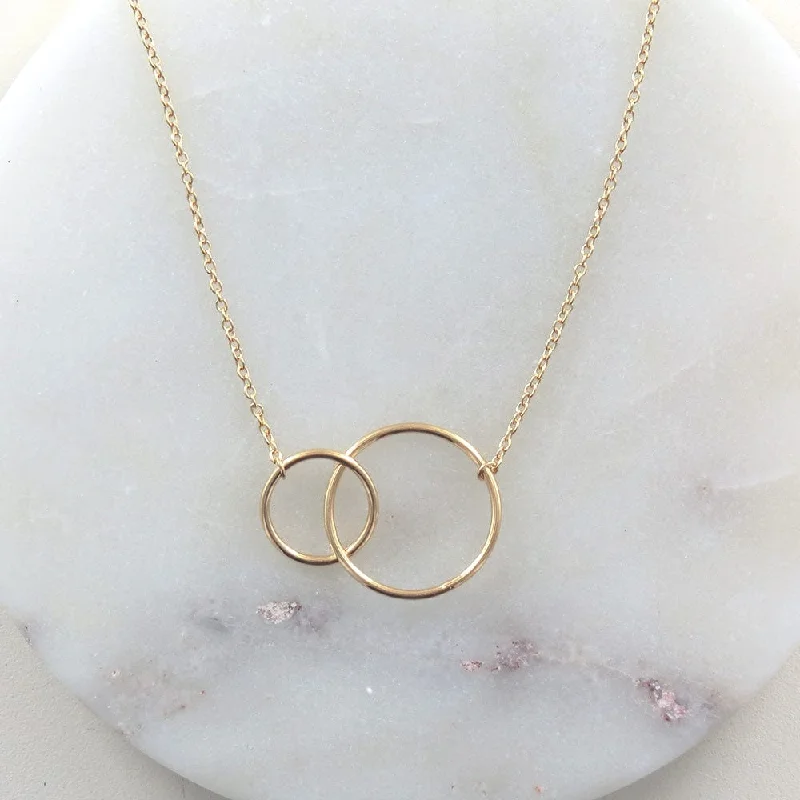 women's luxury gemstone necklace -Gold Vermeil Double Circle Necklace