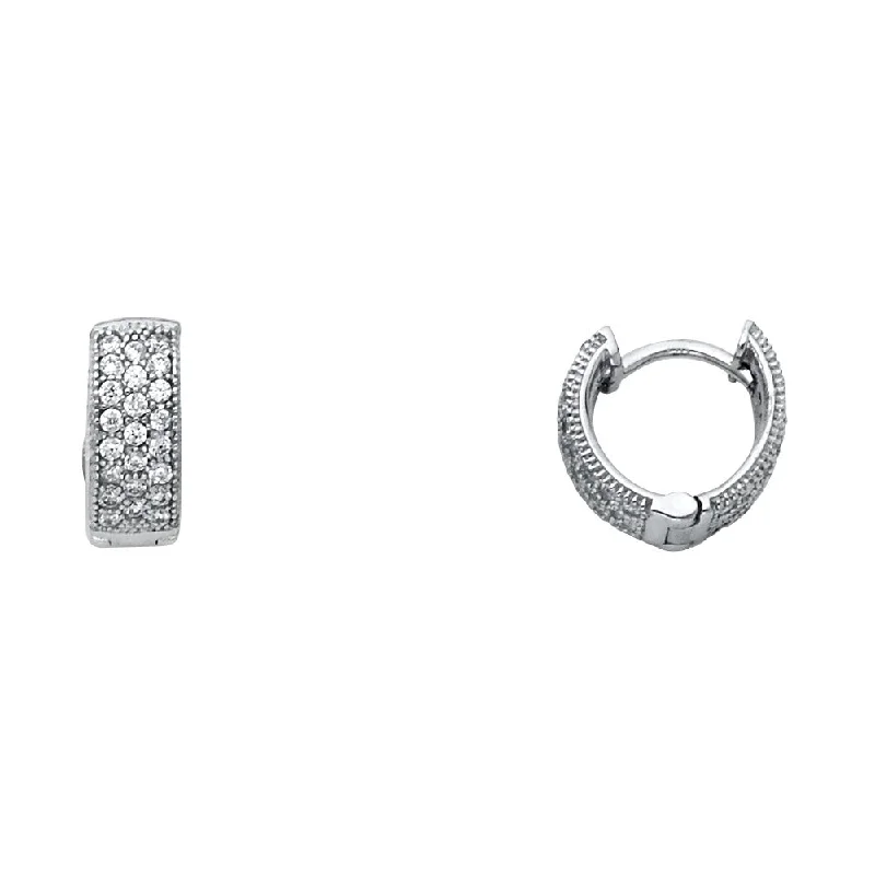 women's delicate earrings -14KW 4mm Micro Pave CZ Huggies Earrings