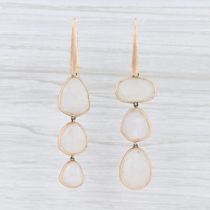 women's celestial earrings -New Nina Nguyen Moonstone Dangle Earrings 14k Yellow Gold Pierced Hook Posts