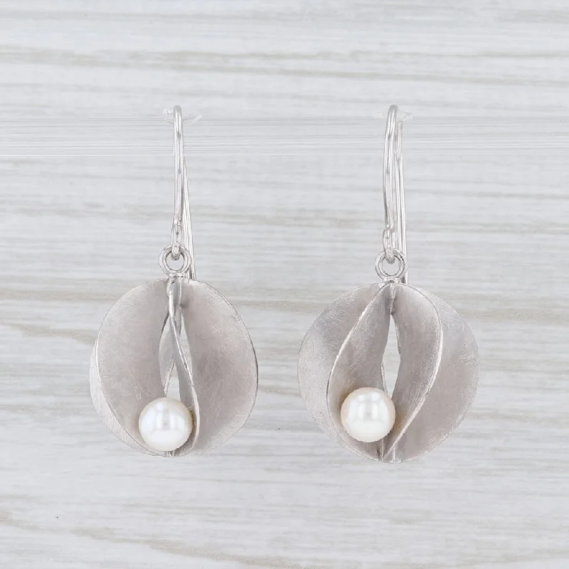 women's hoop earrings -New Bastian Inverun Pearl Drop Earrings Sterling Silver Hook Pierced