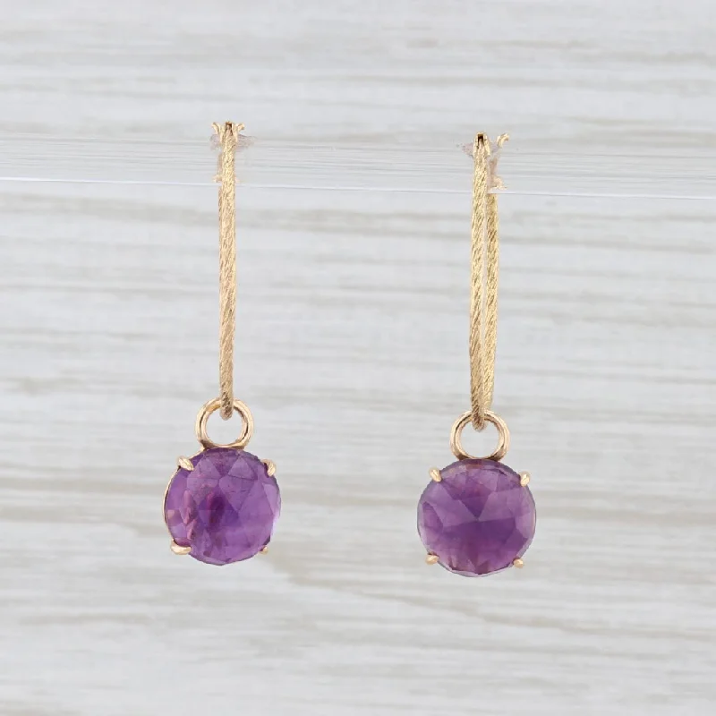 women's bamboo earrings -New Nina Nguyen Hoops with Charms Earrings 18k Yellow Gold Amethyst