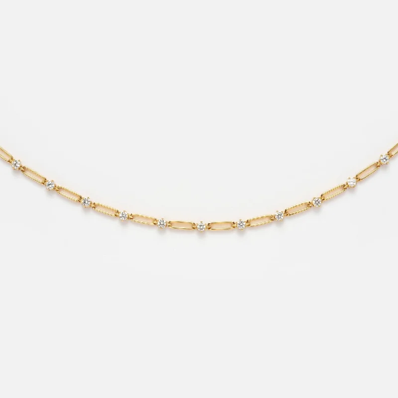 women's diamond necklace chain -Sparkle Link Necklace