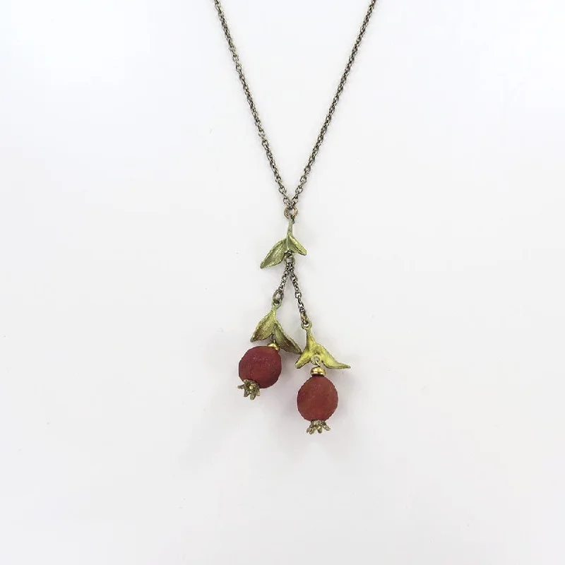 women's layered necklace -Pomegranate Drop Pendant Necklace