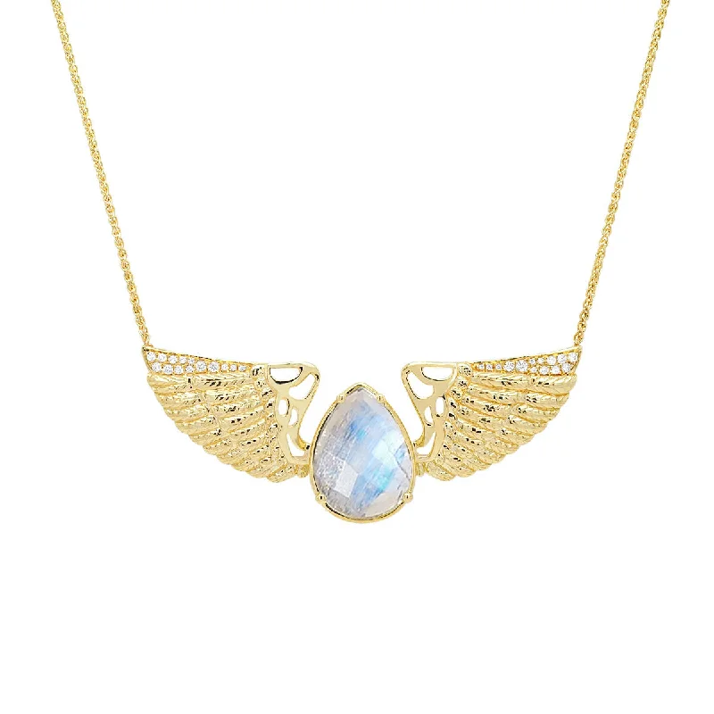 women's romantic necklace -Goddess Wing Necklace - Moonstone | 6.50GMS 0.70CTW