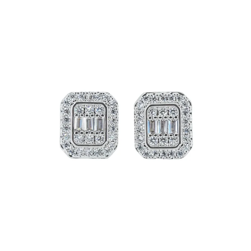 women's luxury sapphire earrings -Rectangular Diamond Studs