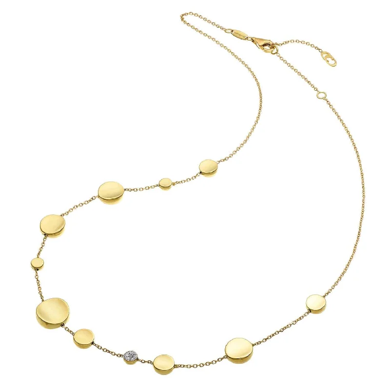 women's geometric necklace -Armillas Glow 18ct Yellow Gold Flat Multi Circle Diamond Pave Set Necklace