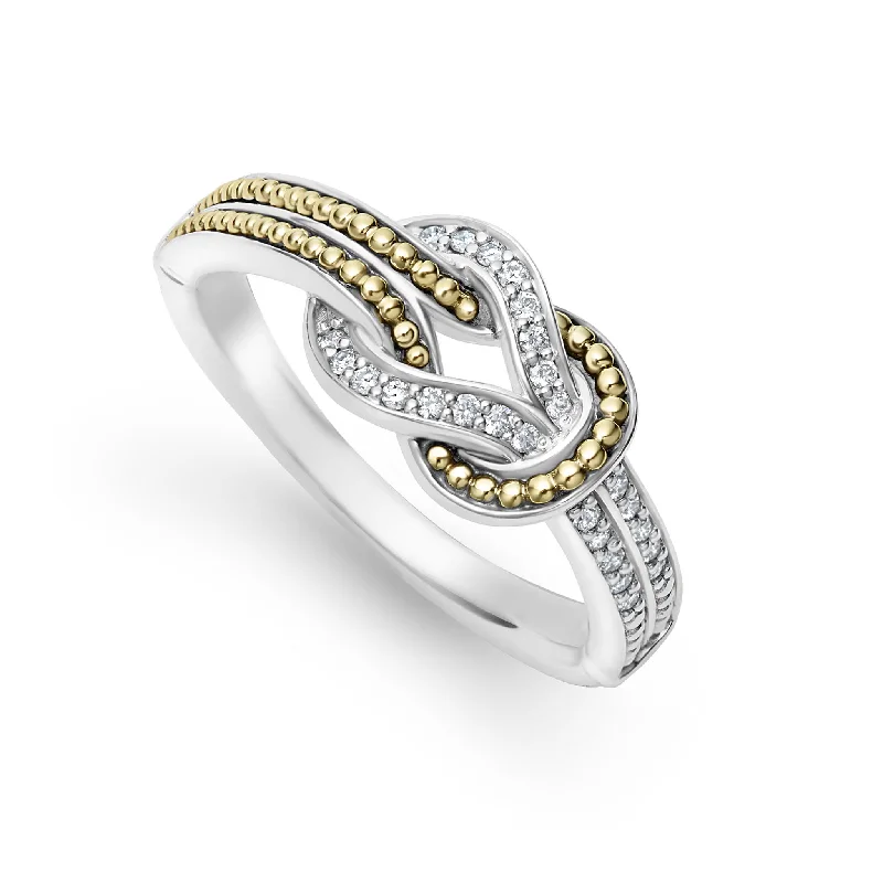 oval diamond engagement rings for women -Lagos 18k and Sterling Silver Newport Diamond Knot Ring