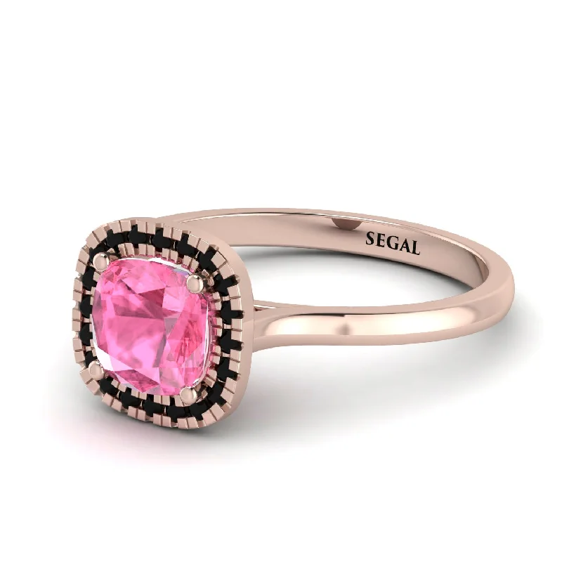 stackable engagement rings for women -Vintage Classic Halo Cushion Pink Moissanite Ring - Skylar No. 808