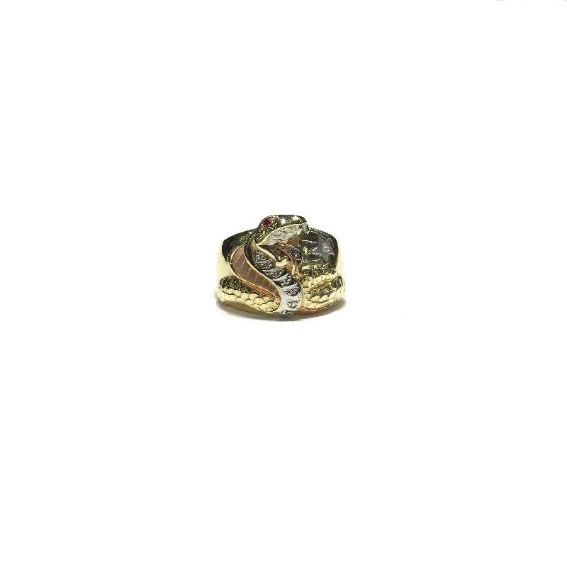 women's adjustable gemstone ring -Coiled Cobra CZ Ring (14K)