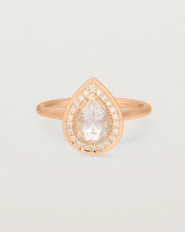 diamond halo engagement rings for women -Aurie Halo Ring | Morganite & Diamonds