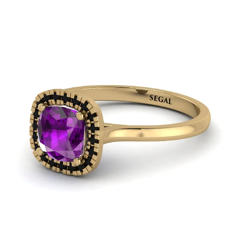 engagement rings for women with emerald diamonds -Vintage Classic Halo Cushion Amethyst Ring - Skylar No. 307