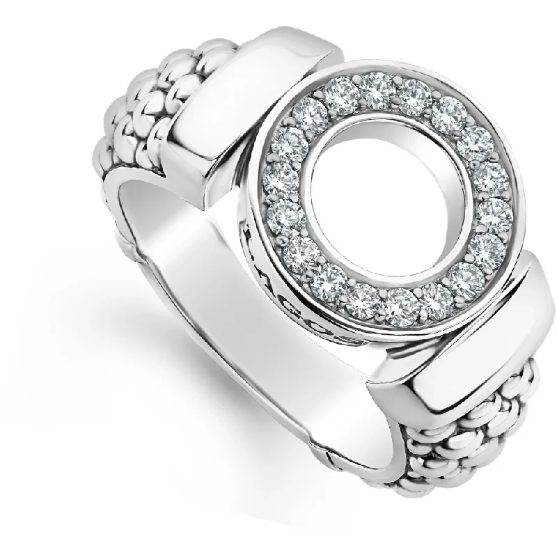 sapphire engagement rings for women -Lagos Sterling Silver Caviar Spark Diamond Circle Wide Ring