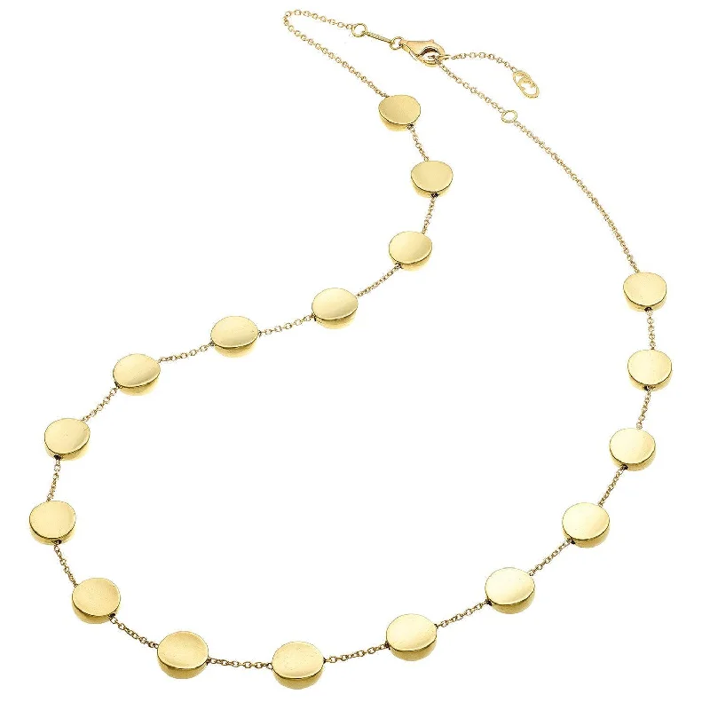 women's pearl pendant necklace -Armillas Glow 18ct Yellow Gold Flat Circle 45cm Necklace