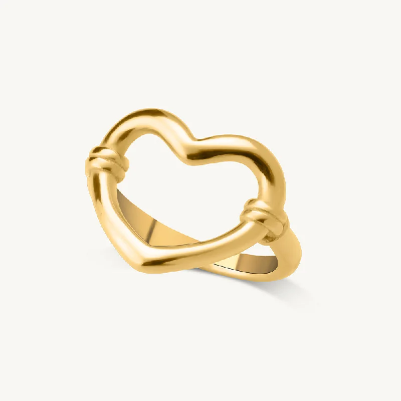 women's engraved ring -Heart Outline Ring