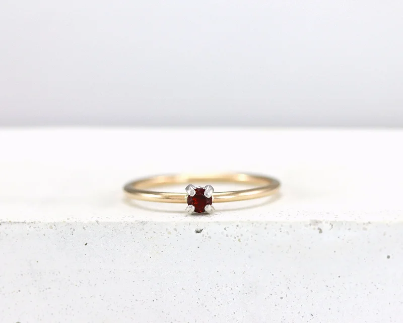 women's fashion statement ring -Dainty Garnet Ring