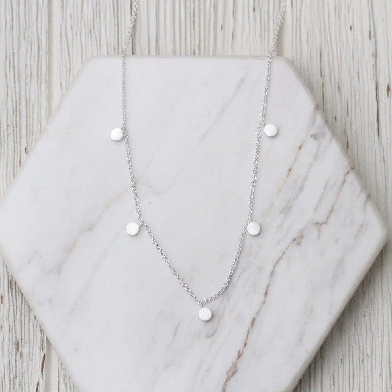 women's sapphire necklace -Brushed Sterling Silver Confetti Necklace