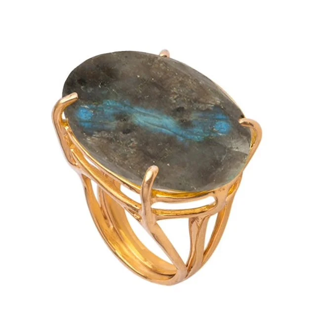 women's adjustable ring -Labradorite cocktail ring