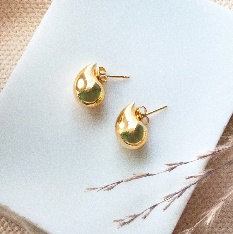 women's gold stud earrings -Tiny Tear Drop Earrings