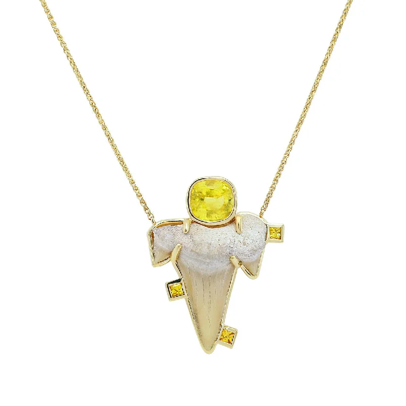 women's chunky necklace -Shark Bite Necklace | Yellow Sapphire