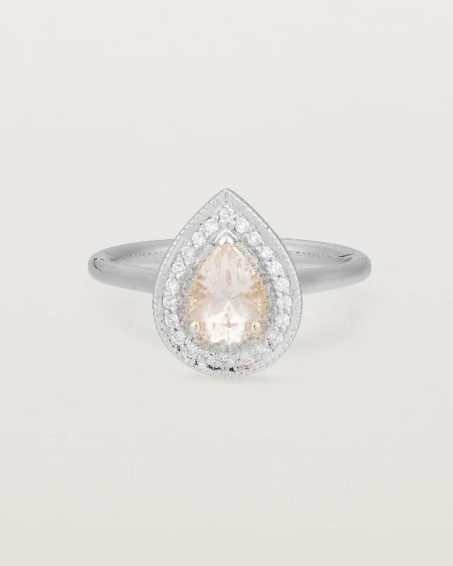 stackable engagement rings for women -Aurie Halo Ring | Morganite & Diamonds