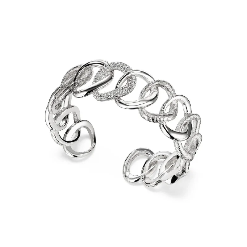 women's stackable bangle -Judith Ripka Eternity Interlocking Diamond Cuff Bracelet