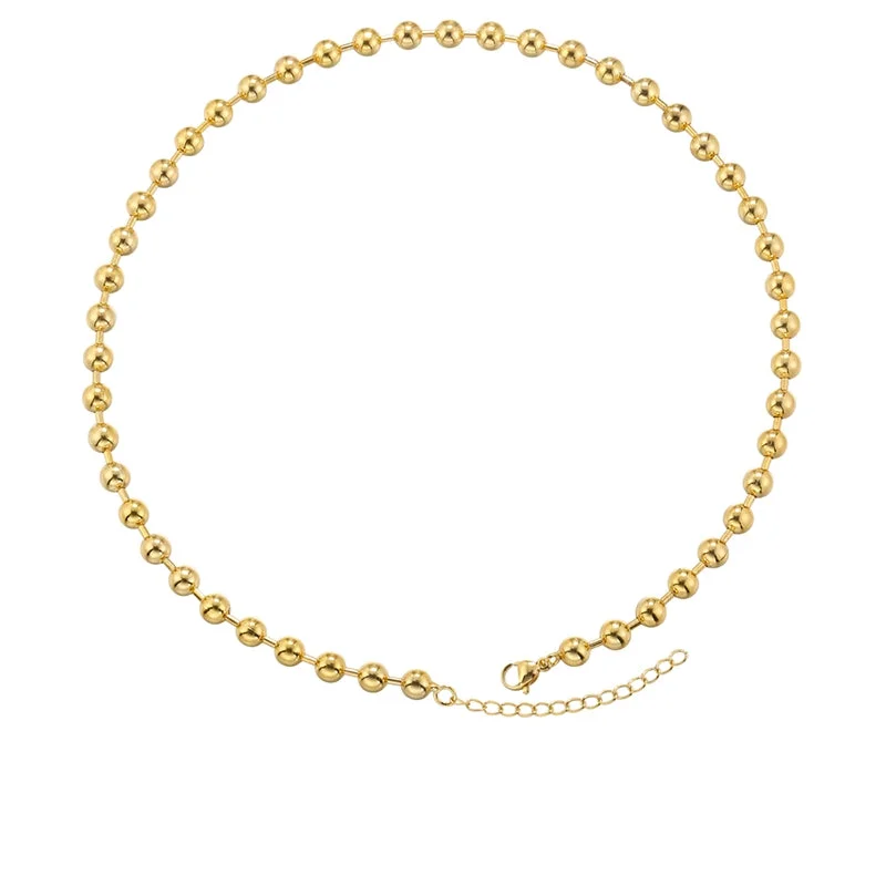 Vl374 Gold 6mm round Beads Necklace