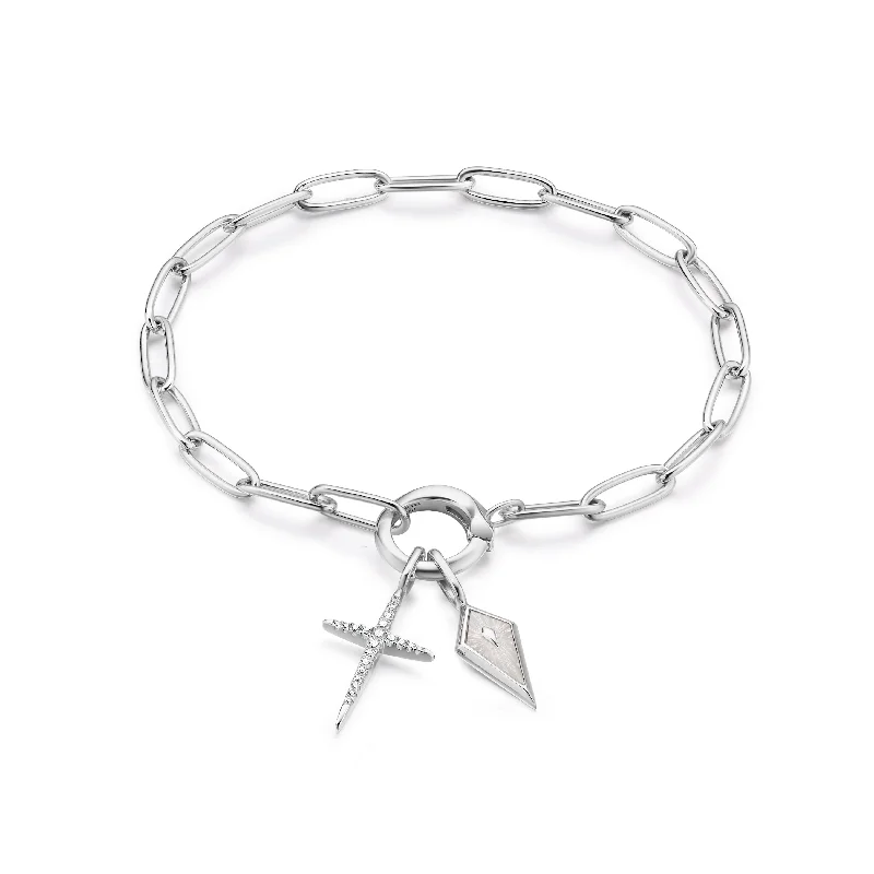 women's silver bangle -Silver Reflections Charm Bracelet