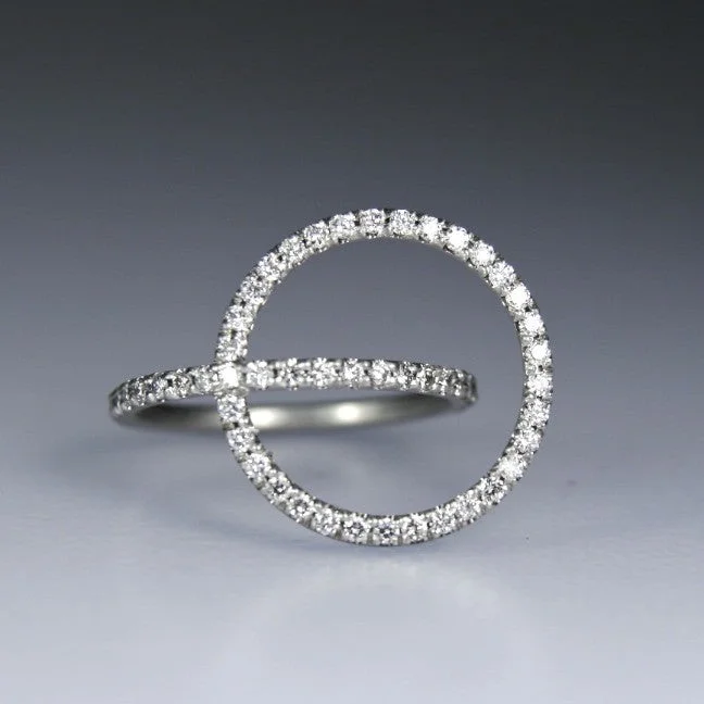 custom diamond engagement rings for women -Tangent Ring With Diamonds