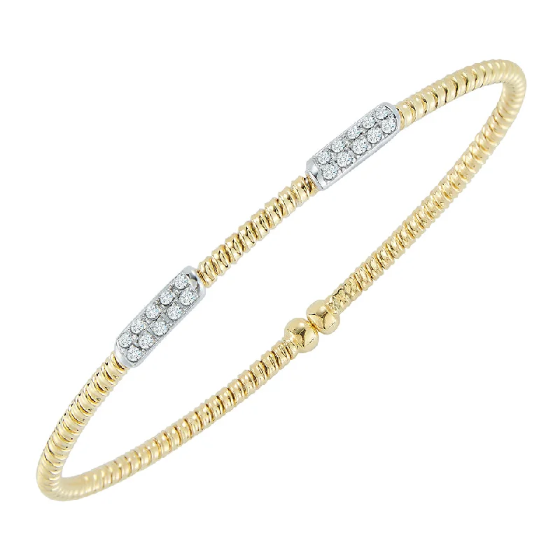 women's silver cuff bracelet -Two-Tone Gold and Diamond Split Bangle Bracelet