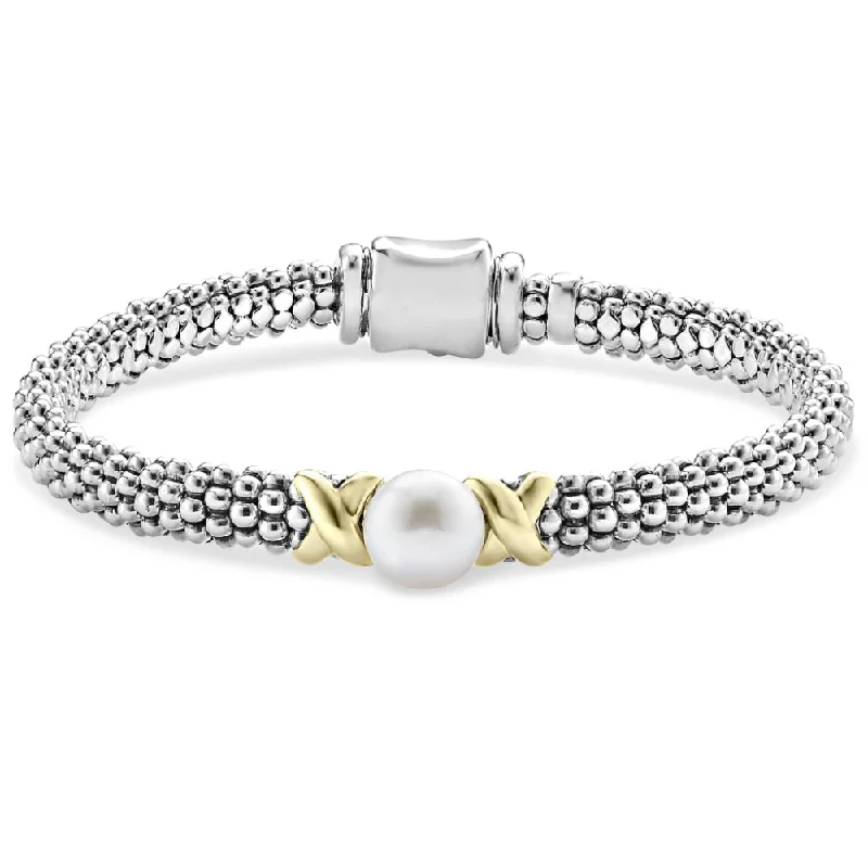 women's diamond bangle -Lagos Luna Gold X Pearl Caviar Bracelet