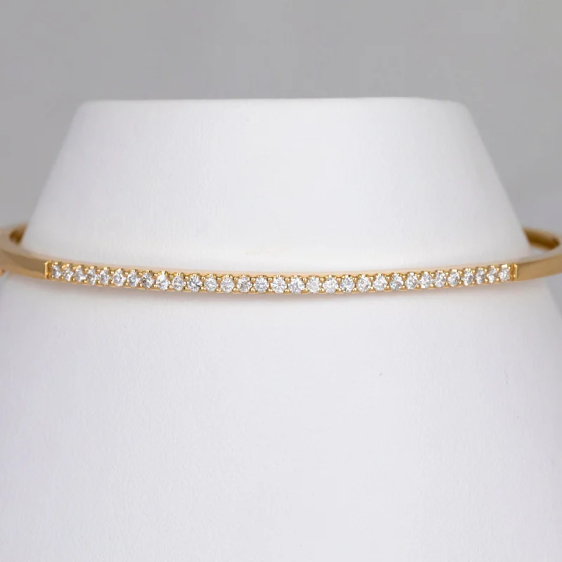 women's minimalist bracelet -14K Yellow Gold Flex Diamond Bangle Bracelet