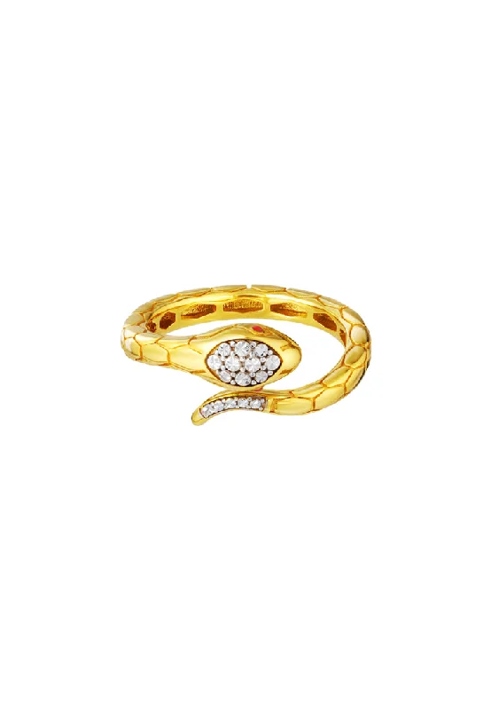 diamond engagement rings with intricate designs for women -TOMEI Diamond Cut Collection, The Golden Snake Ring, Yellow Gold 916