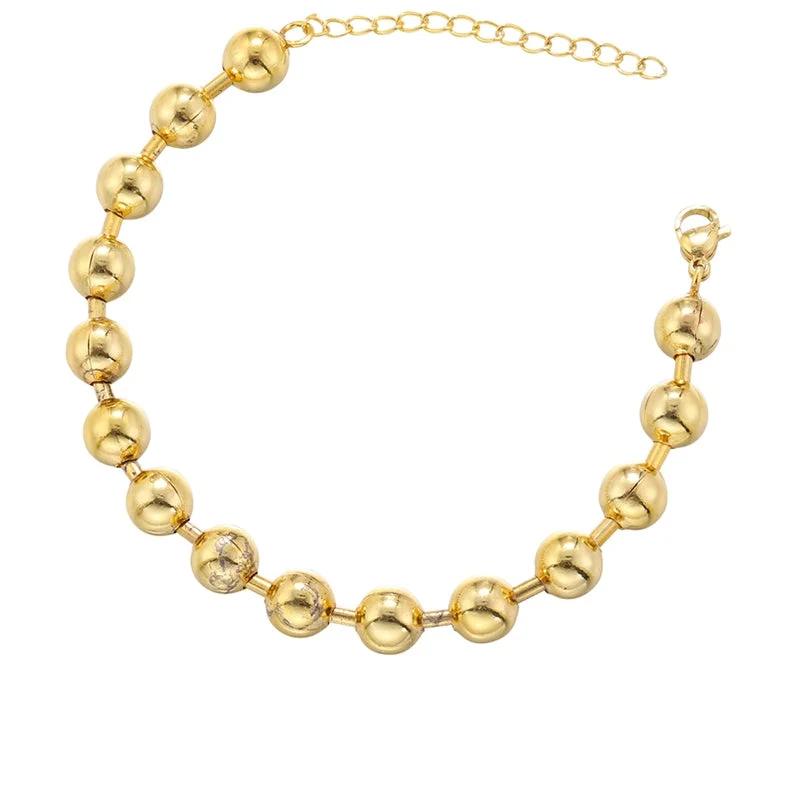 Vl372 Gold 8mm Ball Bracelet