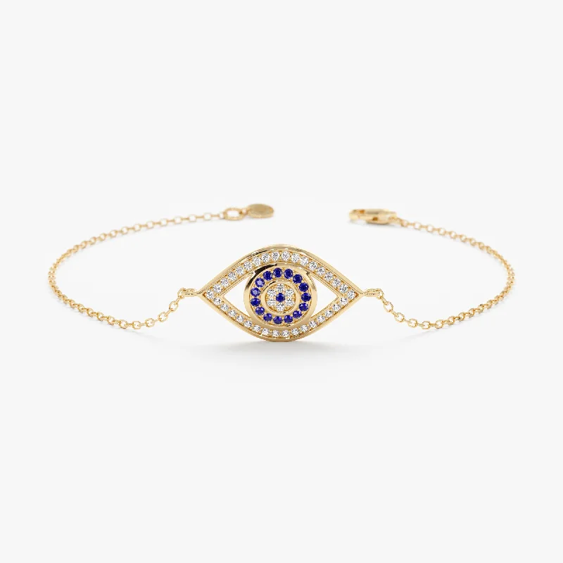 women's silver bracelet -Diamond & Sapphire Lucky Eye Bracelet, Lauren